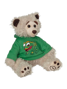 Mokey Spirit Bear with frog hoodie, Native artist Bill Helin design