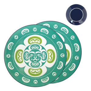 "Moon" Set of two 10.5" Dinner Plates, design by Salish Native Artist Simone Diamond