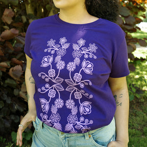 Ojibwe Florals T-shirt by Storm Angeconeb