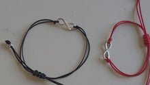 Load and play video in Gallery viewer, Adjustable 2 strand Infinity Bracelets in red or black
