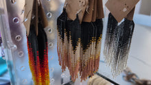 Load and play video in Gallery viewer, Black White and Gold Chevron Fringe Earrings
