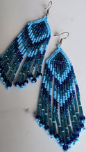 Load and play video in Gallery viewer, blue beaded chevron earrings 
