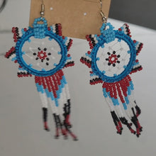 Load and play video in Gallery viewer, Large Beaded Dream Catcher Fringe Earrings
