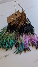 Laden und Abspielen von Videos im Galerie-Viewer, Black Green Teal Beaded Ombre Fringe Earrings
