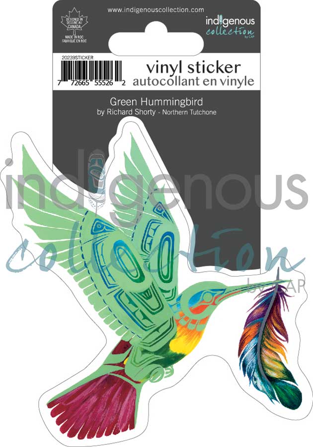 Green Hummingbird Large Vinyl sticker (4.5