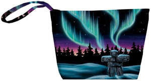 "Sky Dance Inukshuk" Small Zippered Tote artwork by Amy Keller Rempp