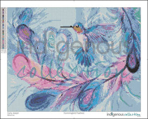 "Hummingbird Feathers" Diamond Art artwork by Métis artist, Carla Joseph