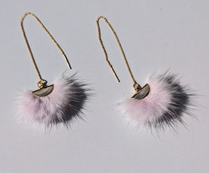 Real Mink Earrings by Namgis artist Jonathan Whonnock - light pink
