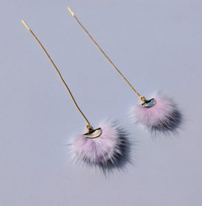 Real Mink Earrings by Namgis artist Jonathan Whonnock - light pink
