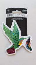Laden Sie das Bild in den Galerie-Viewer, Green Hummingbird Large Vinyl sticker (4.5&quot; x 4.5&quot;) by artist Richard Shorty

