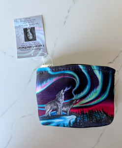 "Sky Dance Wolf Song" Zippered Coin Purse artwork by Metis Artist Amy Keller Rempp