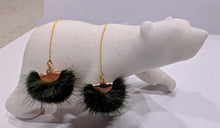 Charger l&#39;image dans la galerie, Real Mink Earrings by Namgis artist Jonathan Whonnock - dark green
