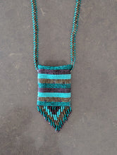 Charger l'image dans la galerie, Hand beaded Amulet Necklace in Teals and Browns
