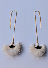 Charger l&#39;image dans la galerie, Real Mink Earrings by Namgis artist Jonathan Whonnock - beige - North of Fifty Indigenous Boutique
