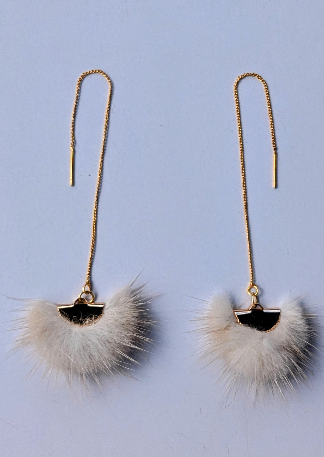 Real Mink Earrings by Namgis artist Jonathan Whonnock - beige - North of Fifty Indigenous Boutique