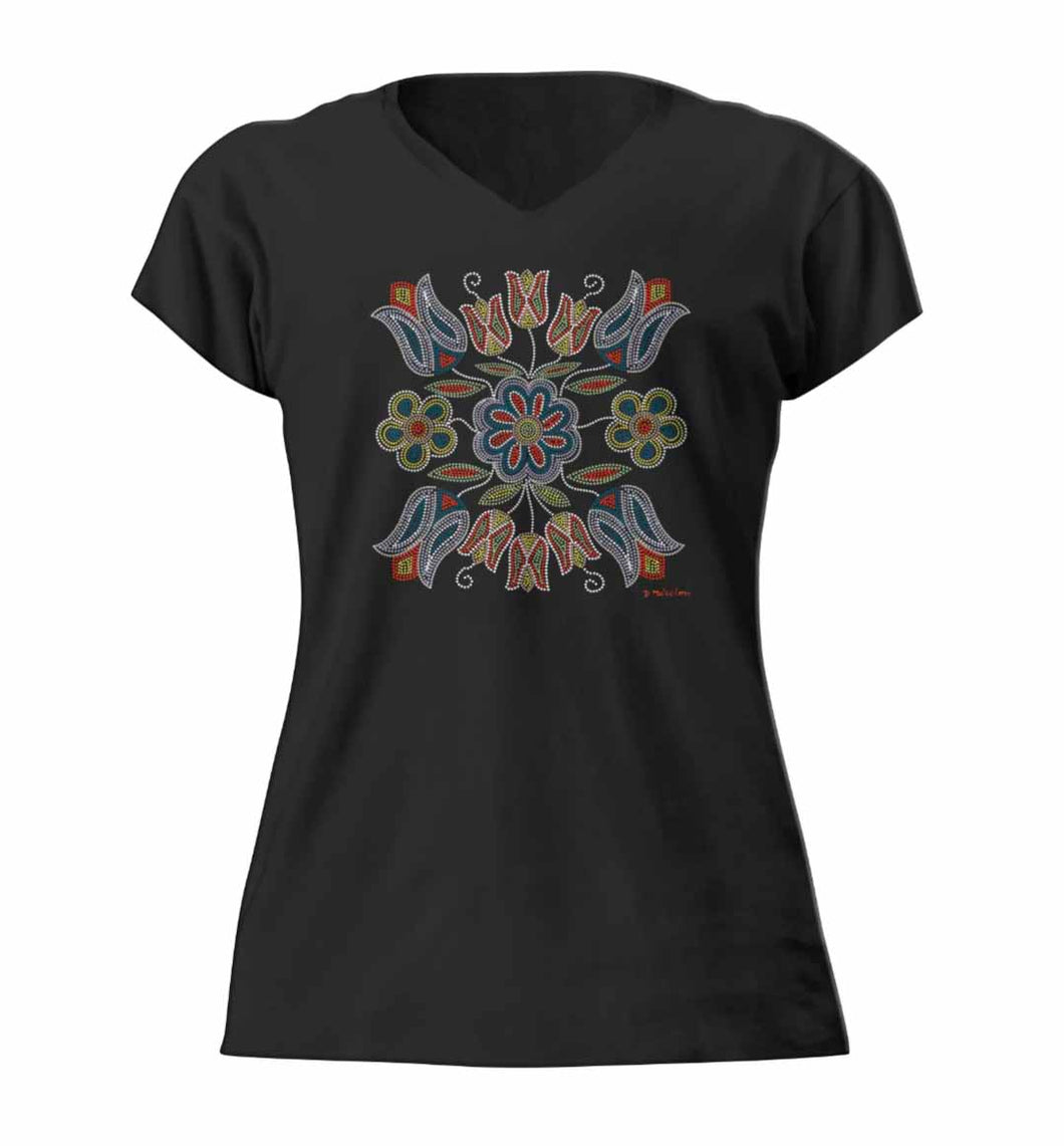 Silver Threads Women's Tshirt, Métis Artist Deb Malcolm - North of Fifty Indigenous Boutique