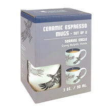 Charger l'image dans la galerie, "Soaring Eagle" Espresso mugs, set of two, design by Haida artist Corey Bulpitt

