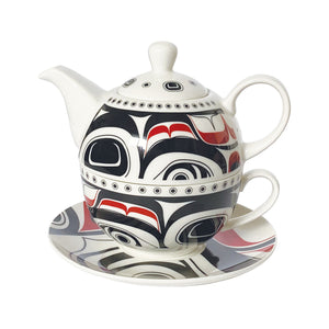 Tea for 1 set, "Matriarch Bear"  by Indigenous Artist Morgan Asoyuf