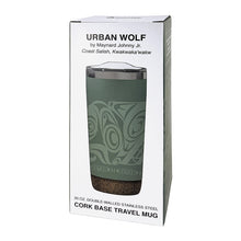 Load image into Gallery viewer, 20 oz cork based Travel Mug - Urban Wolf by Maynard Johnny Jr
