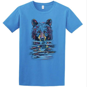 "Very Wet Bear" Tshirt by Nature Artist Keri Lehr - turquoise - small only