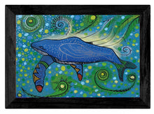 Laden Sie das Bild in den Galerie-Viewer, Wall Art -  Humpback Swimming with Yellow Bubbles by Alan Syliboy
