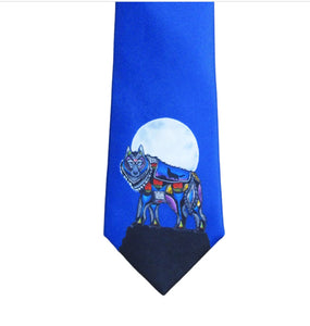 "Wolf" Silk Tie by Indigenous Artist Jessica Somers - North of Fifty Indigenous Boutique