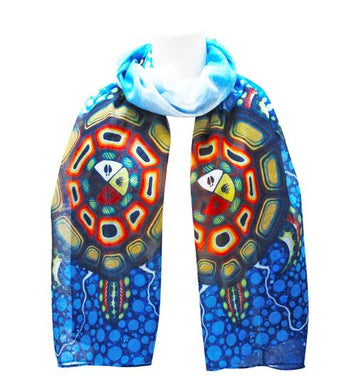 Native Artist Jack Jacko, Indigenous Art, Scarf, Medicine Turtle