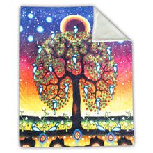 Load image into Gallery viewer, Tree of Life Faux Rabbit Throw, artwork by James Jacko
