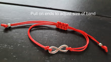 Laden Sie das Bild in den Galerie-Viewer, Adjustable 2 strand Infinity Bracelets in red or black

