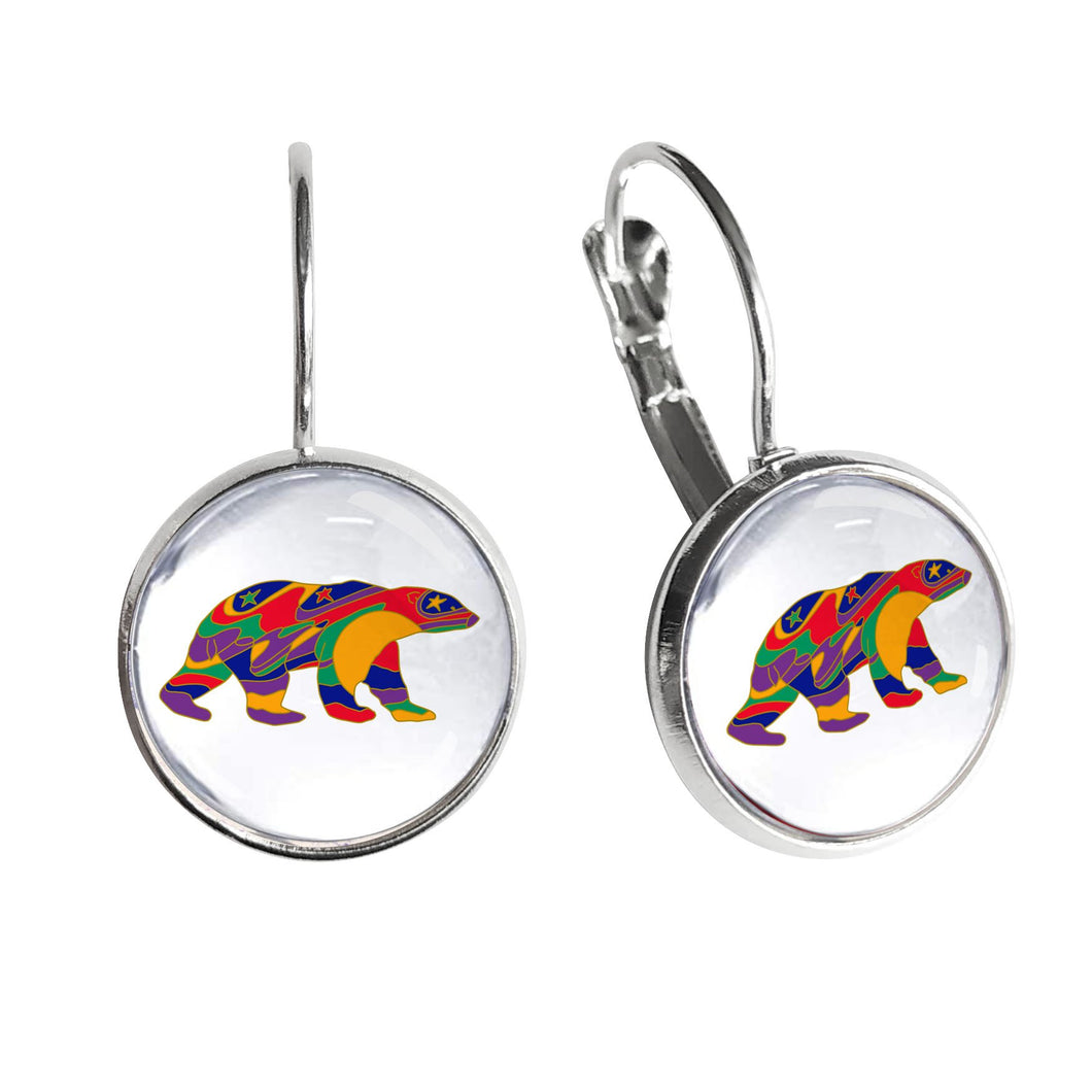 Alpha Bear Glass Dome earrings