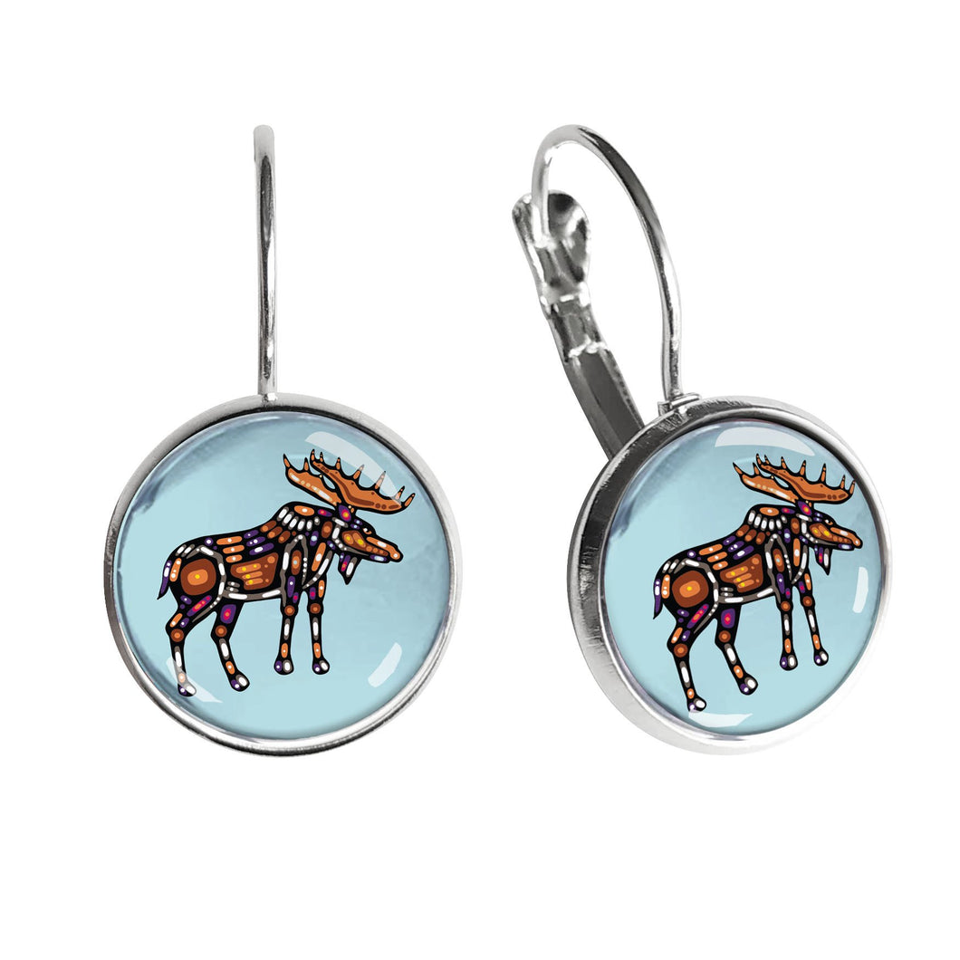John Rombough Moose Glass Dome earrings