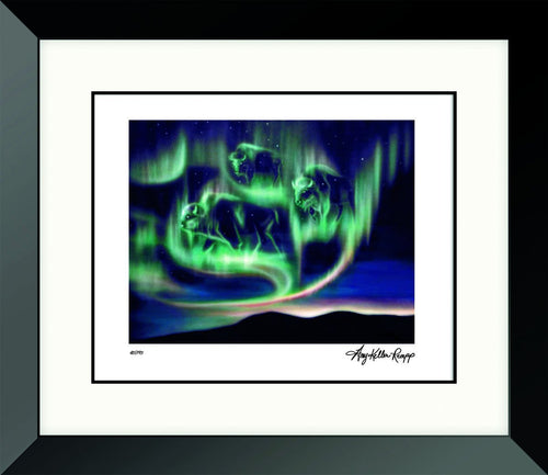 Buffalo, Métis artist, indigenous art, Native American art Aurora, Northern Lights, North of Fifty 50