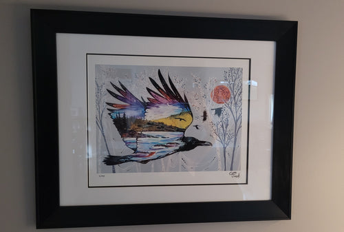 Raven's Flight by Métis artist, Carla Joseph, indigenous art, North of Fifty 50