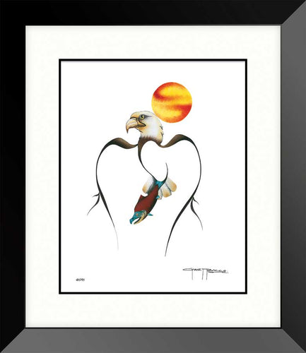 LIMITED EDITION ART PRINT -  Salmon & Eagle by Garnet Tobacco - North of 50 Métis Designs