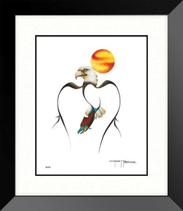 LIMITED EDITION ART PRINT -  Salmon & Eagle by Garnet Tobacco - North of 50 Métis Designs