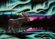 Charger l&#39;image dans la galerie, King of the North by Métis artist Amy Keller Rempp, indigenous art, Native American art Aurora, Northern Lights, North of Fifty 50

