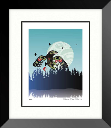 Crow Drum Full Moon by Mark Preston, native artist, Indigenous Art, Northwest Coast art, North of Fifty 50