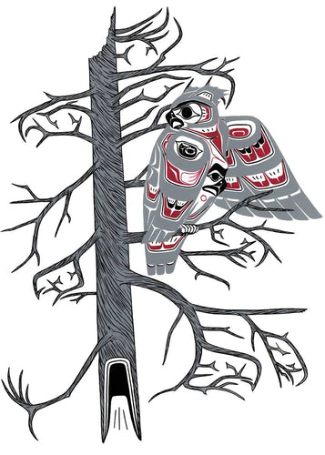 Owl Preening by Native artist, Richard Shorty, North of Fifty 50