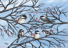 Laden Sie das Bild in den Galerie-Viewer, Chickadees by Native artist Carla Joseph, North of Fifty 50
