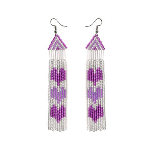 Beaded Heart Fringe Earrings