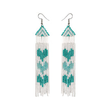 Load image into Gallery viewer, Beaded Heart Fringe Earrings
