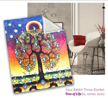 Load image into Gallery viewer, Tree of Life Faux Rabbit Throw, artwork by James Jacko

