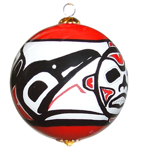 Raven Glass Ornament design by Native Artist, Jamie Sterritt